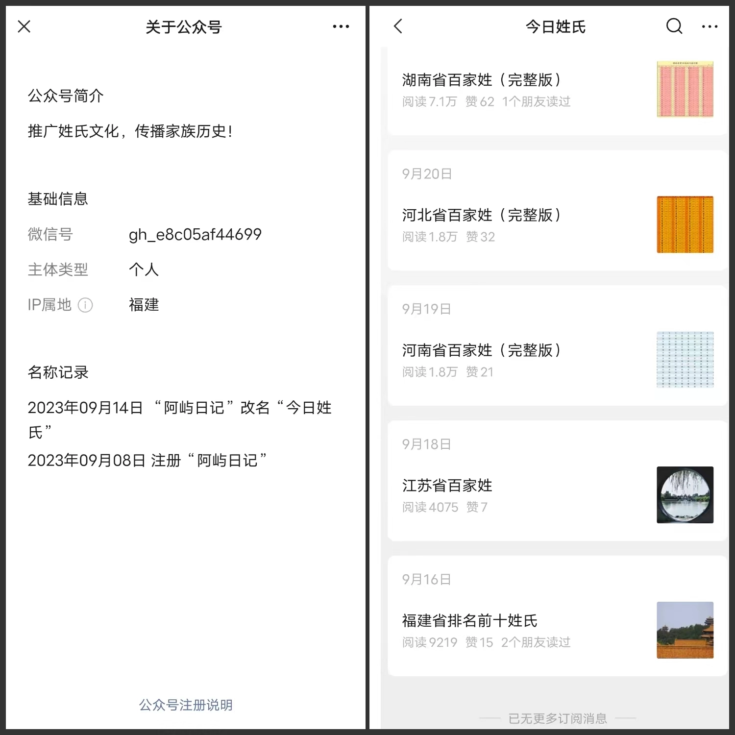 姓氏类公众号挣收益,每天1-300+,篇篇N万+